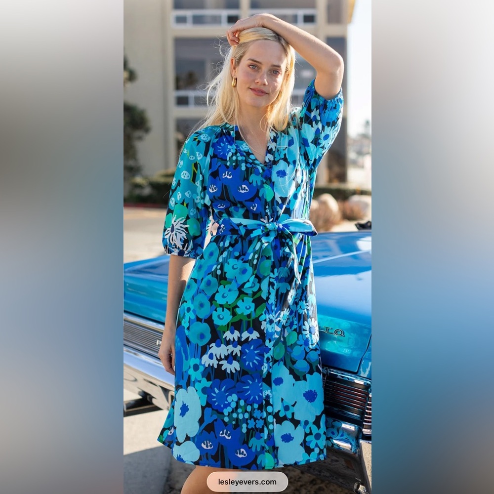 Lesley Evers Harriet Dress in Garden Party Blue